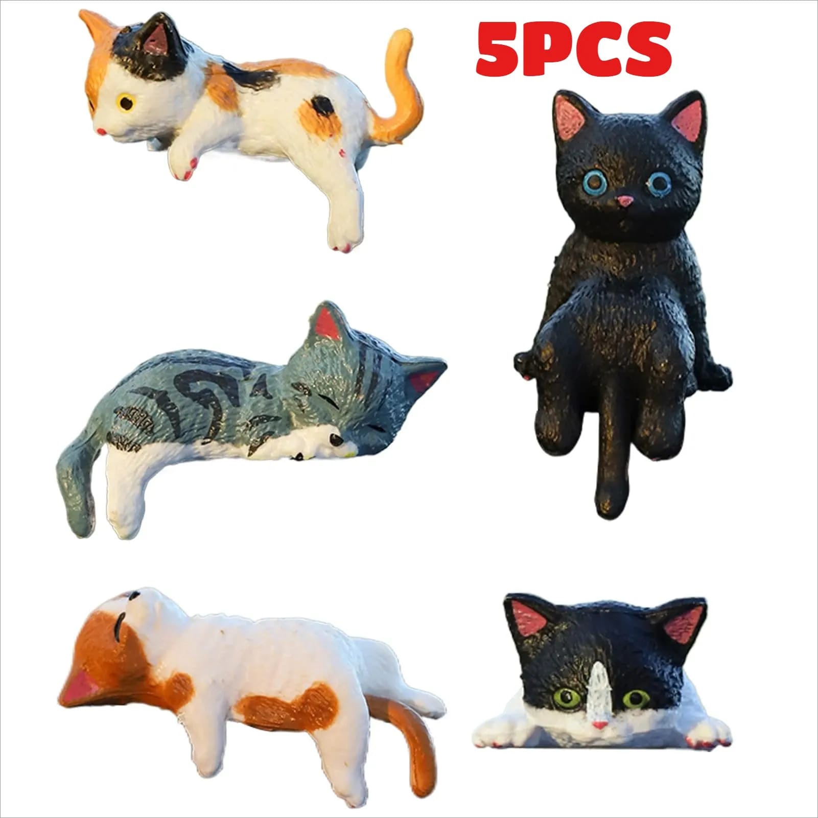 Set De 5 Gatitos Para Tablero Auto Adorno Caritas Emoji Marrón Y Naranja Autoadhesivos